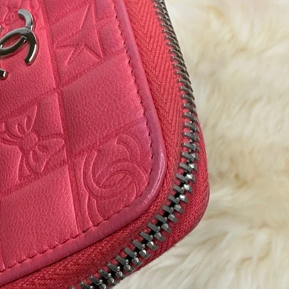 Chanel Mademoiselle Key Chain Card Holder Pink Leather With Silver Hardware - Picture 5 of 16